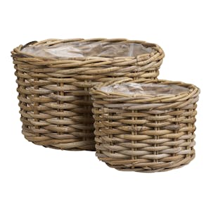 Cache-pot bas pour grandes plantes, en rotin (lot de 2)